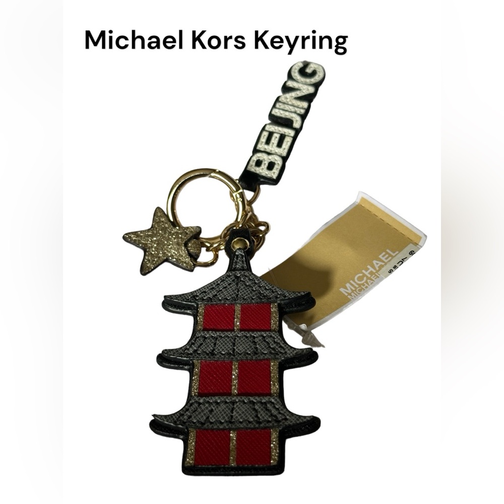 MICHAEL KORS City Beijing Keychains - Bag Charm New With Tags Red & Silver